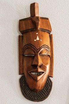 wall mounted hand carved wooden figure heads