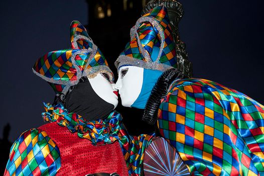 VENICE, ITALY - Febrary 19 2020: The masks of the Venice carnival 2020