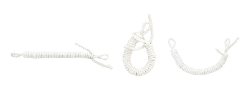 White twisted rope isolated on white background