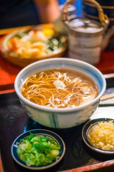 Traditional Kyoto style soba noodle  in a japanese restaurant