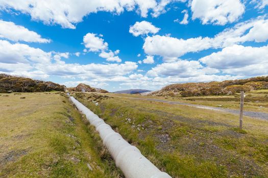 Landscape around the Langford Gap trailhead near Falls Creek in the Victorian Alps, Australia