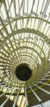 Top view of a marble spiral staircase