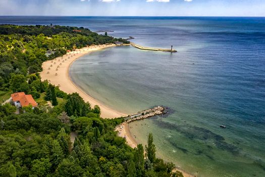 A beautiful aerial view from drone to the bay and beach.