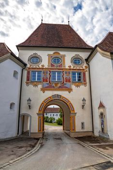 Entrance gate of the historic castle. Zeil Castle near Leutkirch, Germany