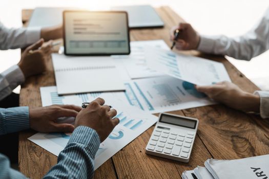 Business data dashboard analysis by ingenious computer software . Investment application display business sales and profit on the computer screen and advise marketing planning decision.