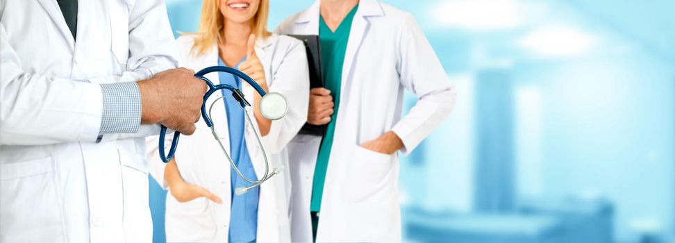 Healthcare people group. Professional doctor working in hospital office or clinic with other doctors, nurse and surgeon. Medical technology research institute and doctor staff service concept.