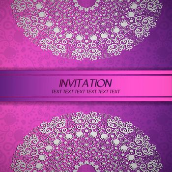 Invitation card, elegance pink-purple background