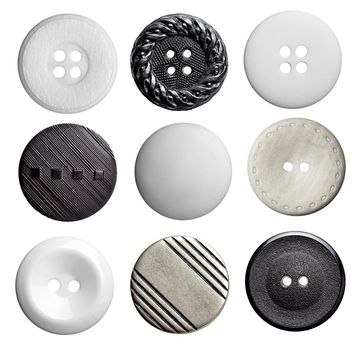 close upo of buttons on white background