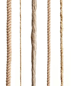 close up of a rope string on white background