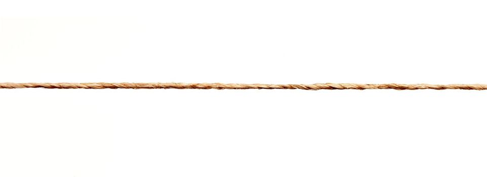 close up of a rope string on white background