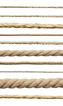 close up of a rope string on white background