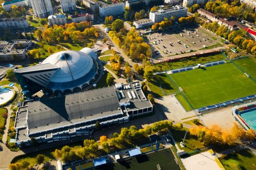 Sports complex in the center of Minsk with open stadiums for games.Belarus