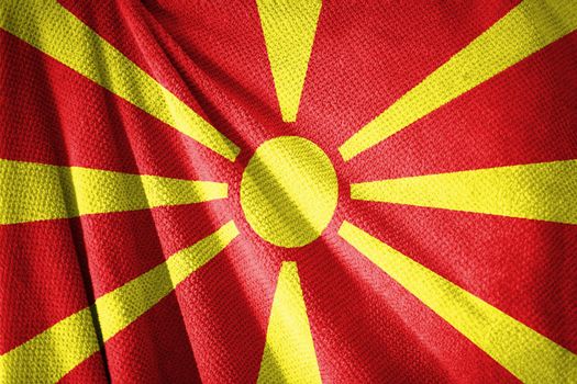 Northern Macedonia flag on towel surface illustration with, country symbol