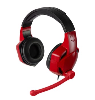 headphones for a computer with a microphone on a white background in isolation