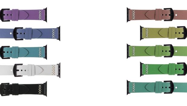 leather straps for electronic watches, smart watches on a white background in isolation