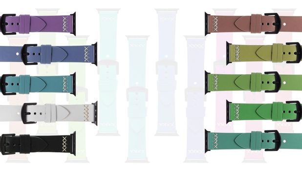 leather straps for electronic watches, smart watches on a white background in isolation