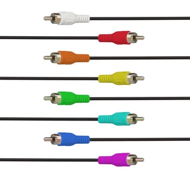 multimedia plug with RCA cable isolated on white background