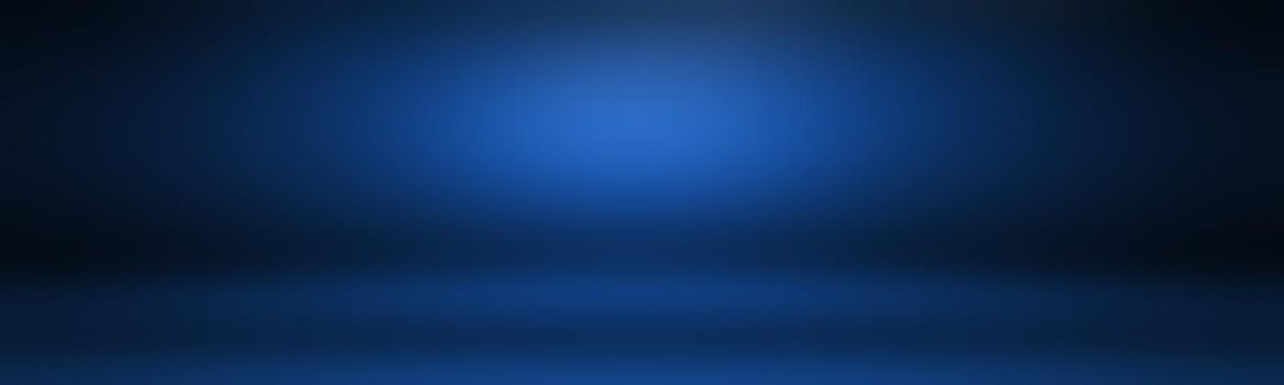 Abstract Luxury gradient Blue background. Smooth Dark blue with Black vignette Studio Banner