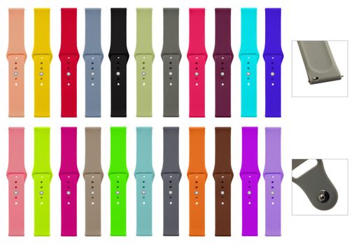 silicone strap for smart watches isolated on white background, collage