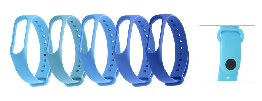 silicone strap for a fitness bracelet isolated on a white background, collage