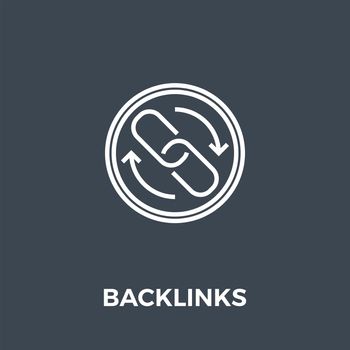 Backlinks Related Thin Line Icon. Isolated on Black Background. Editable Stroke. Illustration.