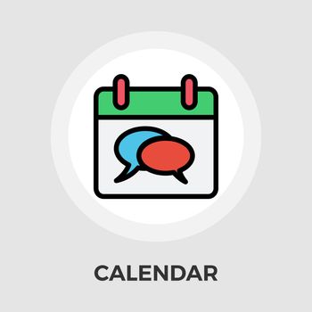 Calendar with chat icon . Flat icon isolated on the white background. Editablefile. illustration.