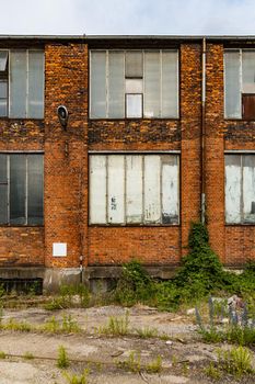 Outdoor view to square and old construction on old boiler building