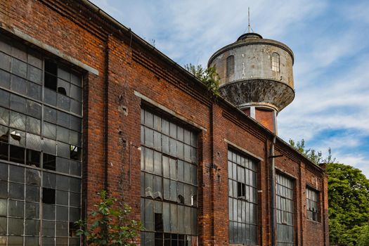 Outdoor view to square and old construction on old boiler building