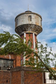 Outdoor view to square and old construction on old boiler building