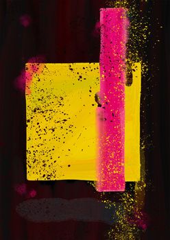 Abstract dark painting. Modern art, minimalism. Square, stripe, splash. For interior decoration and as a background for the cover art.