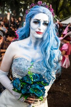 Lucca, Italy, 03/11/2018: During the carnival days a cosplayer dressed as Disney animated film character.