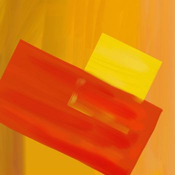 Abstract bright orange painting. Modern art, minimalism. Square, strip. For interior decoration and as a background for the cover art.