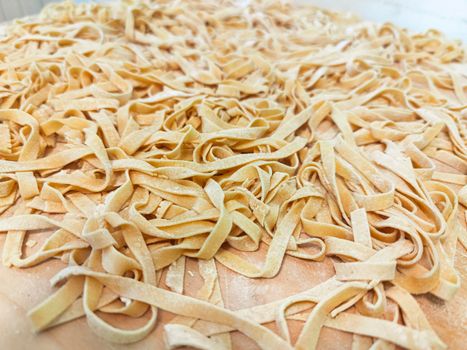 noodles of fresh pasta typical of Italian cuisine, raw food