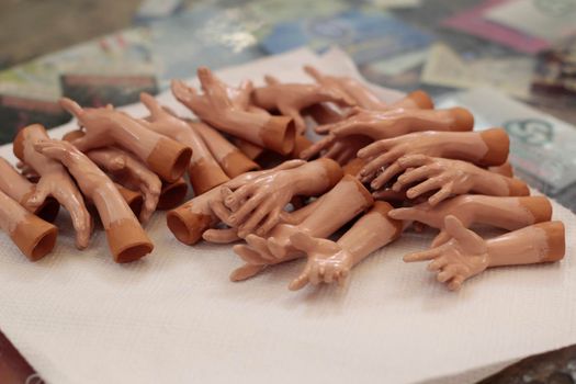 Fake hands used for the creation of Neapolitan dolls