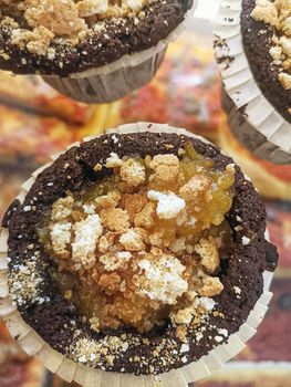 chocolate muffins filled with apricot jam