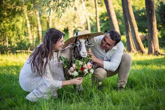 nice portrait of beautiful and young groom and bride outdoors