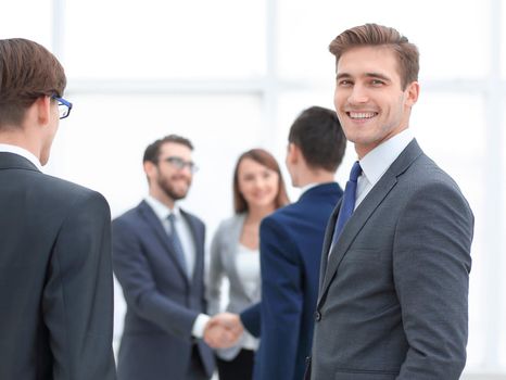 businessman meets business partners in office