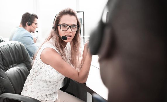 employees call center in the workplace. photo with copy space