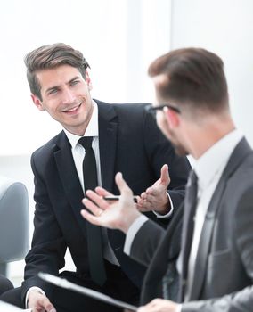 business partners discussing the terms of the new contract.photo with copy space