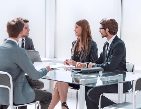 business people discuss something during a business meeting. business concept