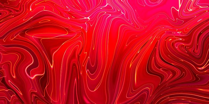 Creative abstract mixed red color painting with marble liquid effect, panorama.