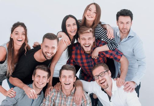 cheerful group of promising young people.isolated on light background