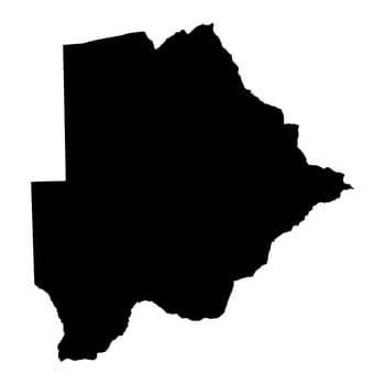 Botswana outline in black silhouette over a white background