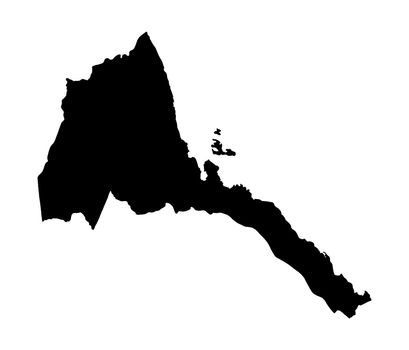 Eritrea the African country in silhouette outline set over a white background