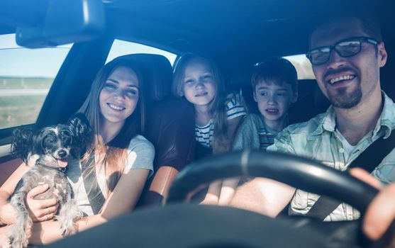 family with two children going on a picnic.family holiday concept