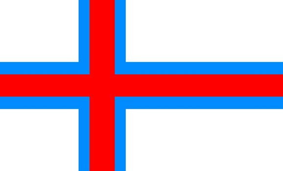 The flag of the Faroe Islands blue red and white