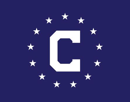 The USA cunsular flag of 13 atars and the letter C over a blue background