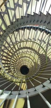 Top view of a marble spiral staircase