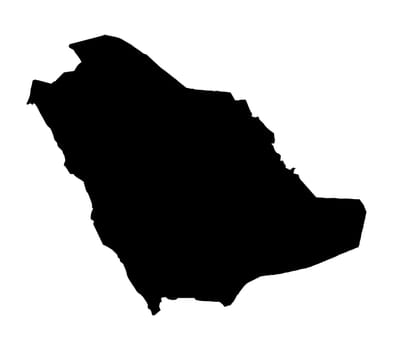 Outline silhouette map of the Arab League country of Saudi Arabia