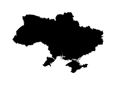 Silhouette map of the country of Ukraine isolated over a white background